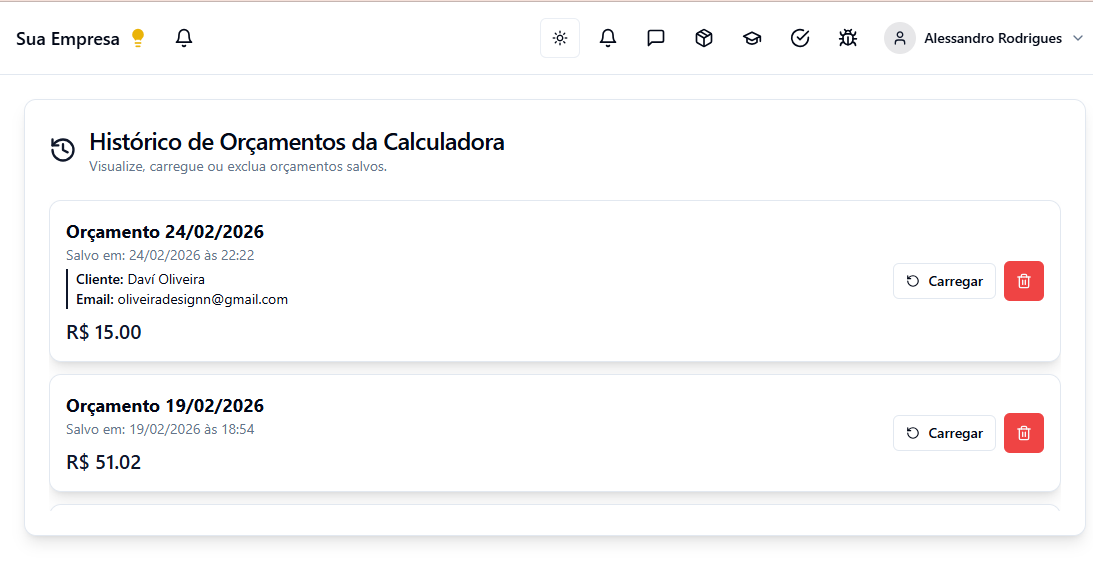 Visual do módulo Cadastro de produtos e serviços com organização profissional